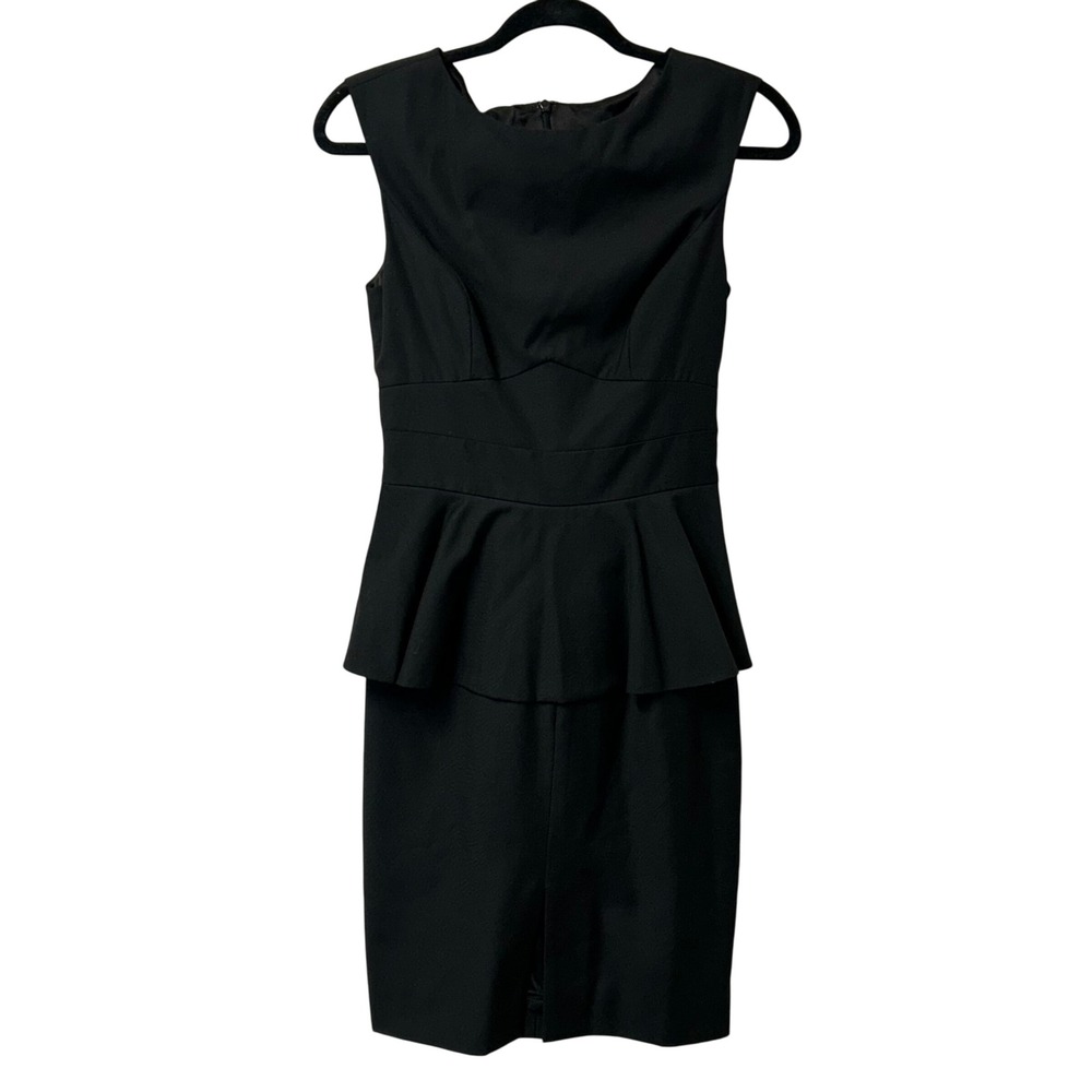 Ted‎ Baker Sleeveless Peplum Sheath Black Dress Back Bow US Size 4 UK 8